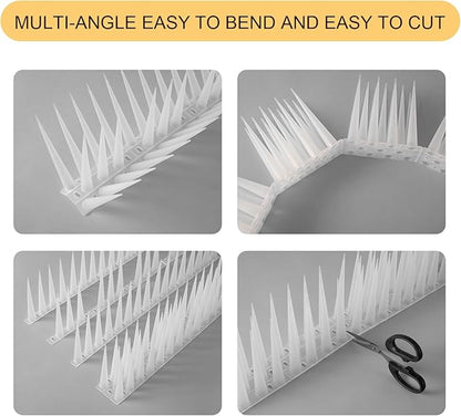 OFFO Bird Spikes Pigeon Outdoor Spikes for Cat Keep Birds Raccoon Woodpecker Away Covers 80 Feet(24.4m), Frosted White