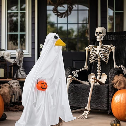 Halloween Goose Outfit Ghost Porch Outfits Yard Clothes Silly Lawn Shirt for 23'' Cement Plastic Duck Decorations