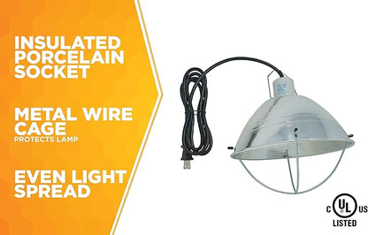 Woods 0165 Brooder Lamp with Bulb Guard;10.5 Inch Reflector and 6 Foot Cord (250 Watt; 18/2 SJTW); 0