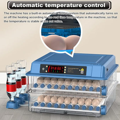 Home Incubator Egg Brooding Machine Chicken Incubator, 98-256 Eggs Incubator Automatic Turning and Hatching, Digital Incubator with Temperature Control,152,128