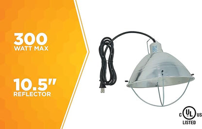 Woods 0165 Brooder Lamp with Bulb Guard;10.5 Inch Reflector and 6 Foot Cord (250 Watt; 18/2 SJTW); 0