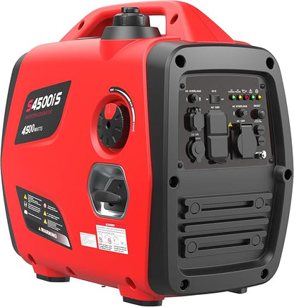 4500W Portable Generator Super Quiet Inverter Generator Ultra Lightweight for Home Backup Outdoor Camping, CO Sensor Protect, EPA, ECO Mode (4500W+CO Sensor)