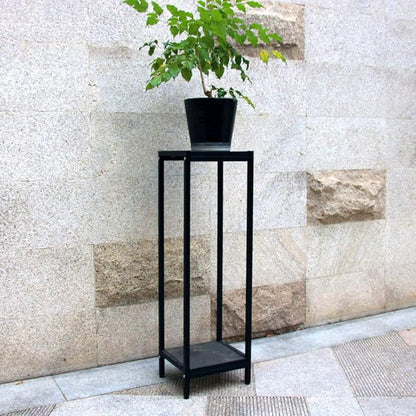 Zhongma 2 Tier 39.5" Tall Plant Stand with Slate Top, 12.4 x 10.63 x 39.5 inches, Square Flower Shelf for Balcony, Home, Garden, Backyard Patio with Adjustable Leveling Feet