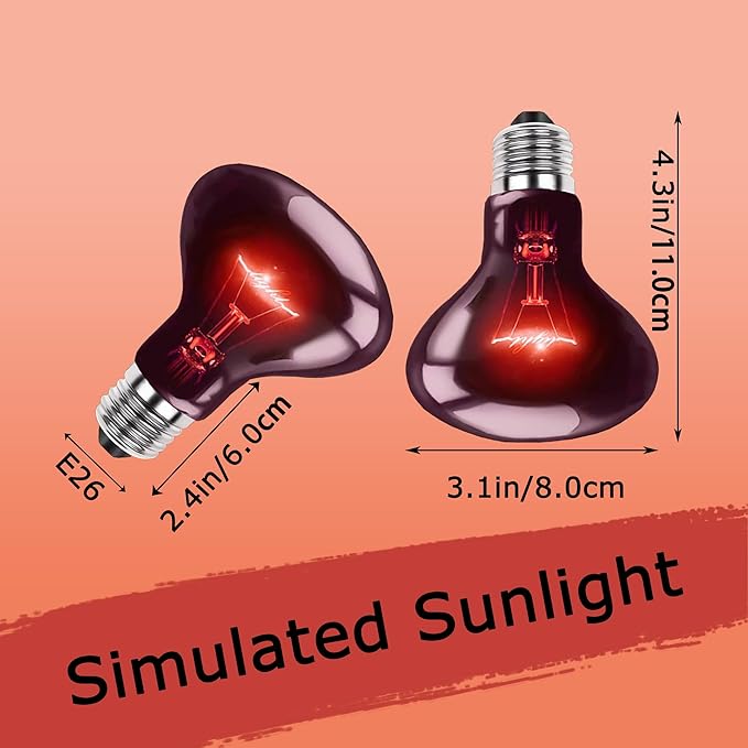 75W Infrared Basking Spot Light Bulbs – Ideal for Reptiles & Amphibians Like Bearded Dragons, Snakes, Turtles & Lizards; Red Heat Lamp for Pet Brooders, Terrariums & Turtle Tanks | 2 Pack