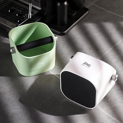 Espresso Knock Box - Bincoo Espresso Machine Knock Box/Espresso Grounds Knock Box, Barista Style Coffee Knock Box for Grounds with Removable Shock-Absorbent Knock Bar and Anti-Slip Base. (White)