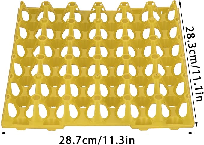 TOPINCN 5PCS Plastic Egg Tray, 30 Cell Egg Crates Holder Flats with Sturdy Stackable Design for Storage Transportation Home Farm Supplies (Yellow)