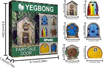 Enchanted Fairy Door for Tree Trunks - Weather-Resistant Miniature Garden Decor, 6-Piece Whimsical Outdoor Accessory Kit for Kids & Fantasy Enthusiasts (Fairy Tale Style-2)