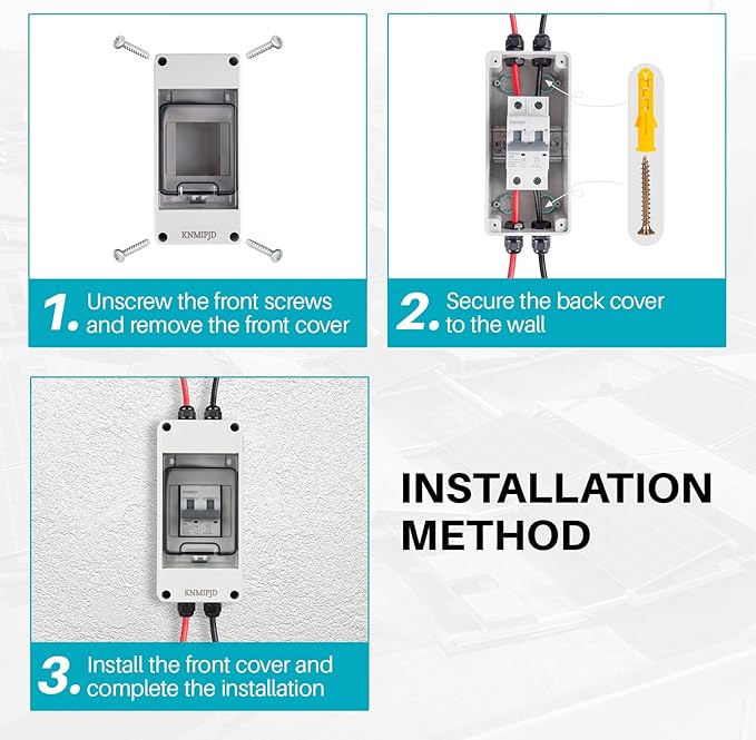 Solar Panel Disconnect Switch 10A 2P 400V Dc/AC Breaker Disconnect Box Outdoor Breaker Box Suitable for photovoltaic and Wind Energy Home Battery Systems (16 Amps)