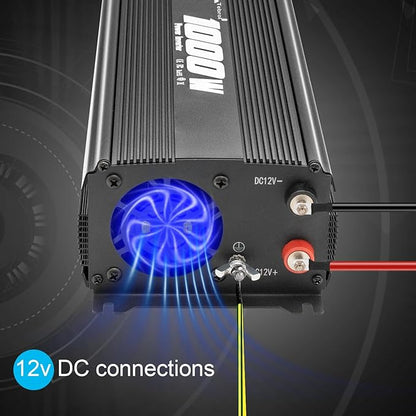 1000 watt Inverter Modified Wave 12V to 110V/120V DC to AC Inverter car Power Inverter for semi Truck Vehicles Camping RV Van Solar Power Inverter Converter with LCD Display-1000w