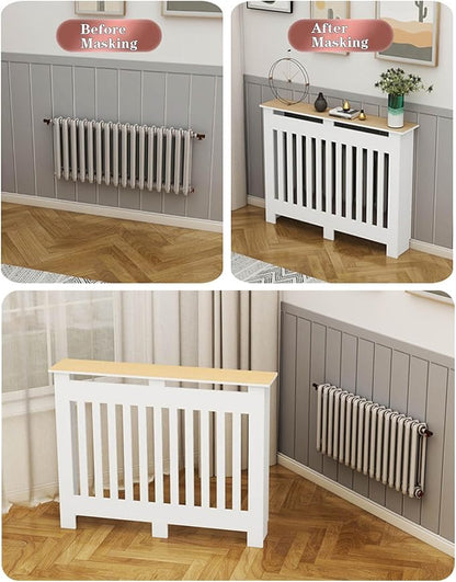 Modern Radiator Covers Wall Heater Cover Cabinet Shelf Bathroom Floor Radiator Shelve, Hide Cluttered Pipes/Easy to Install, Suitable for Household Living Room, White(27.6" Lx27.6 Hx7.9 W)