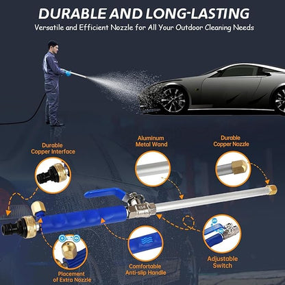 Jet Flux Hose Pressure Washer，Upgraded 2-in-1 Jet Flux Power Washer with 2 Jet Different Nozzle and Hose Quick Connectors for Car, Patio
