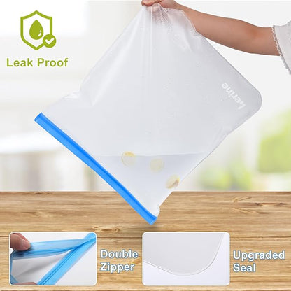Lerine 4 Pack Dishwasher Safe Reusable 3 Gallon Freezer Bags for Marinating | Leakproof, 16"x18", BPA-Free, Food-Grade Material, Food Storage, for Turkey Brining, Meal Prep and Home Organization