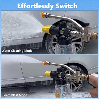 Pressure Washer Foam Cannon Accessory, Dual-Connector for Foam Sprayer with 7 Pressure Washer Tips, Car Wash Sprayer with 1/4" Quick Connect, Foam Cannon Dual Connector Accessory