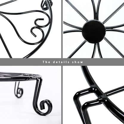 1 pack 10"-12" Metal Plant Stand Outdoor, for Flower Pot Heavy Duty Potted Holder Round Wrought Rustproof Iron Planter Stand, plant Stands Indoor Clearance and Outdoor patio - 10 Inches Black