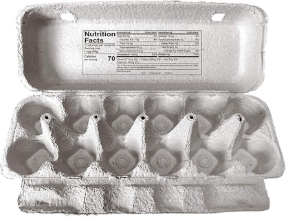Blank 12-Egg Flat Top Paper Pulp Egg Carton with Nutrition Facts, Safe Handling Info, Optional UPC - 250 Pack