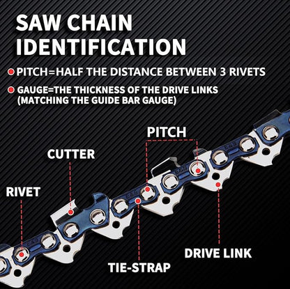 E & S 3 Pack 20 Inch Chainsaw Chain .325" Pitch .050" Gauge 78 Drive Links Semi-Chisel Chain Saw Chains for Husqvarna, Poulan, Craftsman, Greenworks and More Chainsaw Brands