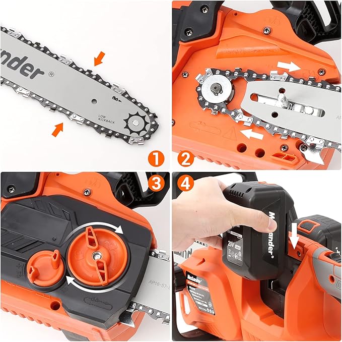 MAXLANDER 40V Cordless Brushless Chainsaw 16 Inch Electric Battery Powered with 4.0Ah Lithium Battery and Charger Quiet Auto-oiling Tool-less Tensioning