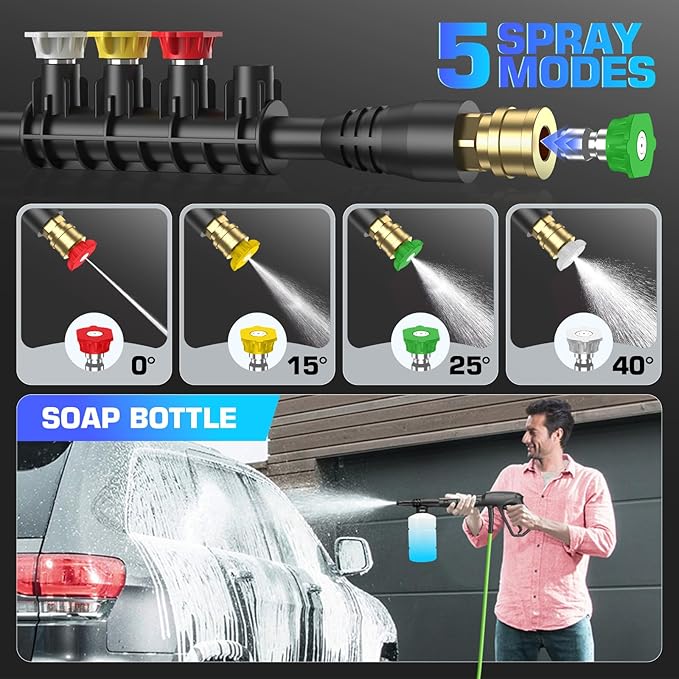 Professional Pressure Cleaner 4800PSI, 4.0GPM Portable Power Cleaner with 4 QC Nozzles and Soap Bottle, Cleaner Machine for Cars/Home/Driveways/Patios/Decks/Fences, Green