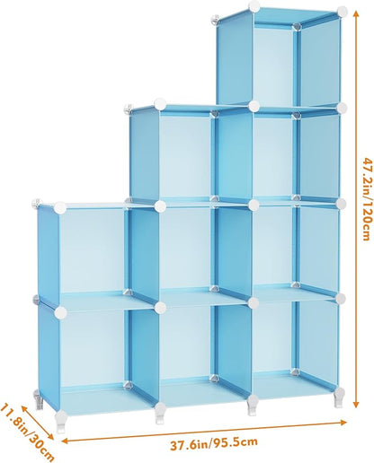 HOMIDEC Closet Organizers and Storage, 9 Cube Storage Organizer, Blue | Portable Closet Organizer Storage Cubes Shelves for Bedroom, Kids Room, Bathroom, Wardrobe