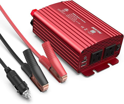 BESTEK 500W Power Inverter DC 12V to 110V AC Converter with Alligator Battery Clamp 4.8A Dual USB Car Charger ETL Listed