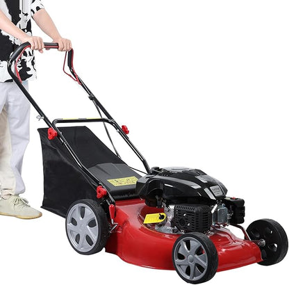 Lefitap Self Propelled Gas Lawn Mower, 141cc 4-Stroke Gas Engine Weed Eater with 20" Blade, Walk-Behind Cordless Push Lawn Mowers Tractors with 50L Grass Tank, 2850RPM Red