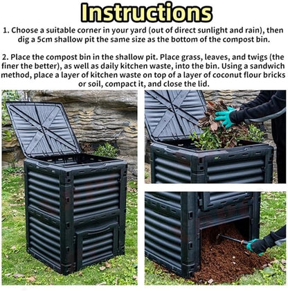 Large Fertilizer Fermentation Box, Plastic Compost Bin, Lightweight Outdoor Composting Box Suitable for Garden, Courtyard and Kitchen(Yellow,Medium)