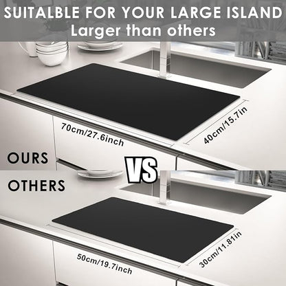 Large Silicone Mats for Kitchen Counter, 27.6 x 16'' Countertop Protector Mat Heat Resistant Mat for Air Fryer, Non-Slip Table Placemat for Kids, Nonstick Black Silicone Mat for Baking Pastry, 1Pcs