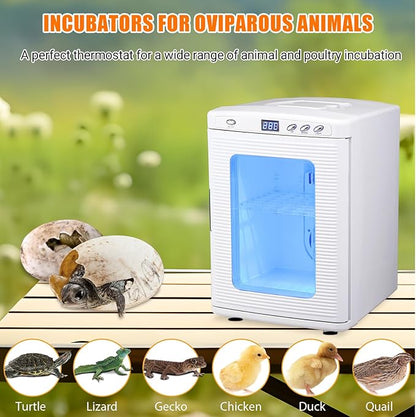 25 L Laboratory Incubator, Portable Reptile Science Laboratory Incubator, Digital Temperature Controlled 10°C-60°C (72°F to 140°F), Reptile Egg Incubator with AC&DC Power for Small Reptiles White