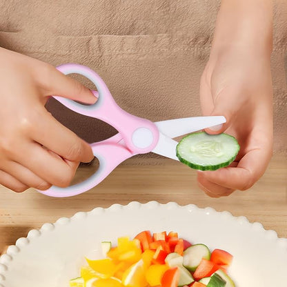 Ceramic Baby Food Scissors - Portable Shears - Healthy Food Cutter with Dust Cover and Storage Case - Cuts Meat, Chicken, Vegetables, Fruits (2-Pack) (Pink - 2 pack)