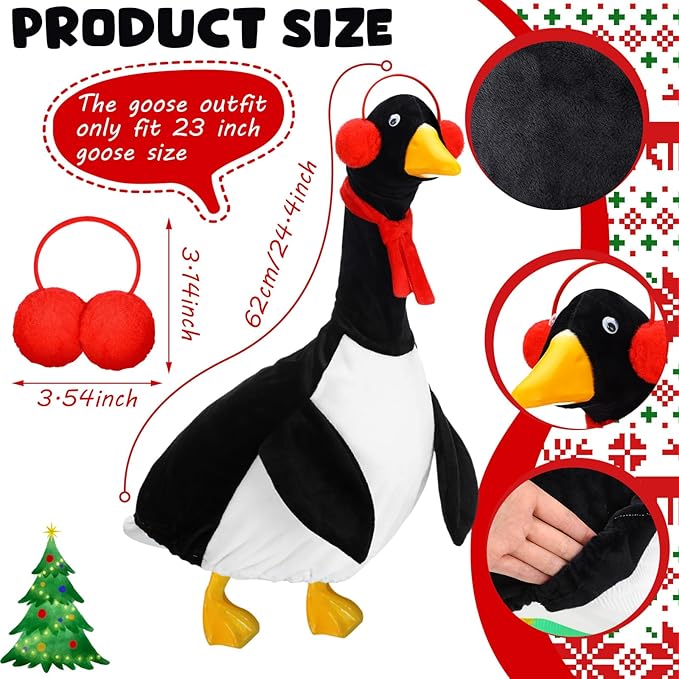 Outus Halloween Penguin Goose Outfits Funny Penguin Porch Goose Outfit 23 Inch Holiday Lawn Plastic Cement Geese Clothes for Halloween Christmas Yard Garden Outdoor Decor