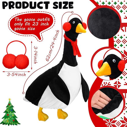 Outus Halloween Penguin Goose Outfits Funny Penguin Porch Goose Outfit 23 Inch Holiday Lawn Plastic Cement Geese Clothes for Halloween Christmas Yard Garden Outdoor Decor