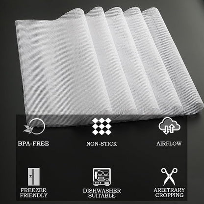 Silicone Mesh Dehydrator Sheets Compatible COSORI Food Dehydrator CFD-P501-SUS - 10x9 inch 5-Packs Reusable Mesh Drying Trays Liners for Jerky Herbs Fruit
