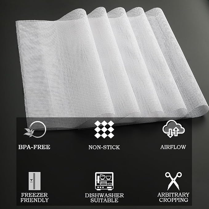 BPA-Free Silicone Dehydrator Tray Liners for Cercker, 12.5x9.8 inch 14-pack | Non-stick Dehydrator Tray Liners Help Stop Dried Food From Sticking, Lift Food Intact, and Cut Cleanup Time - Dishwasher Safe
