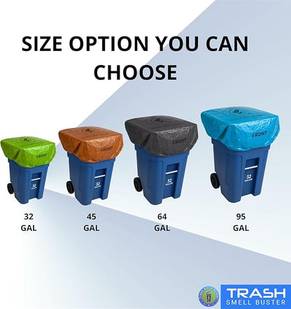 | Odor Eliminating Trash Can Cover for 95 Gallon Outdoor Bins | Lemon Scented with Elastic Band | Eliminates Trash Odor Naturally | 1 Durable Cover