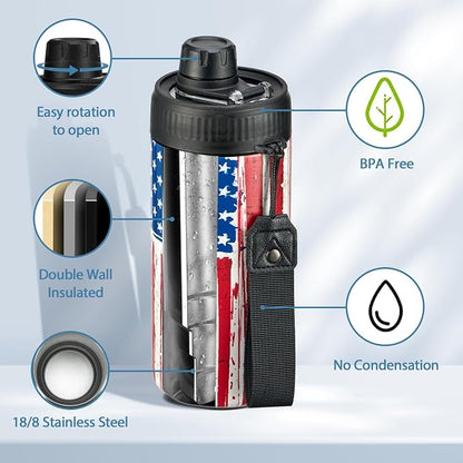 4 In 1 Beer Can Cooler Bottle Holder with Drinking Spout Lid for 12oz Regular, Slim Skinny Cans and Thermal Bottles,Sealed Insulated Double Wall Vacuum Stainless Steel Can Keeps Your Drinks Cold