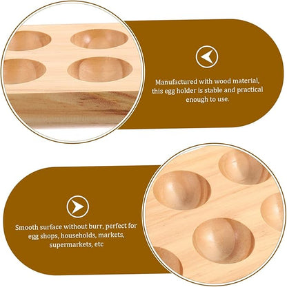 Happyyami Rustic Wooden Egg Tray Holder for Kitchen 12-Capacity Egg Storage Container for Refrigerator and Countertop Display