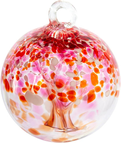 Dale Tiffany Hand Blown Glass, 6" Diameter Blush, Tree of Life Collection, Witch Globe Hanging Garden Indoor/Outdoor Decorative Ornament Gazing Ball