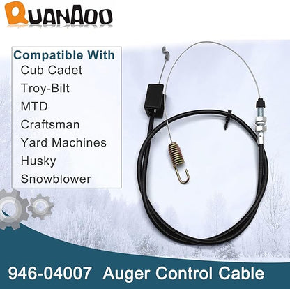 Auger Control Cable 946-04007 for Cub Cadet Troy-Bilt MTD Craftsman Yard Machines Snowblowers Replace 746-04007 Auger Clutch Cable