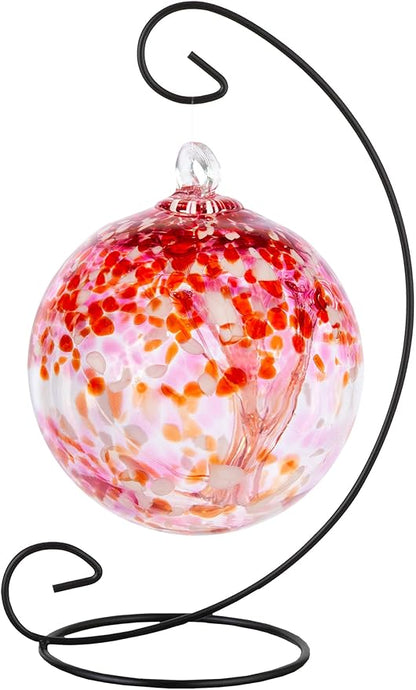 Dale Tiffany AC23212-D6 Rainbow Tree of Life Hand Blown Art Glass Ornament Witch Globe Gazing Ball, Golden Pink, 6" Diameter with Stand