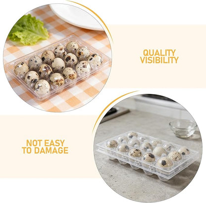 Kisangel 30pcs 15 Grids Clear Quail Egg Carton - Plastic Quail Egg Storage Holder with Lid - Reusable Dispenser Holder for Small Pigeon Pheasant Egges
