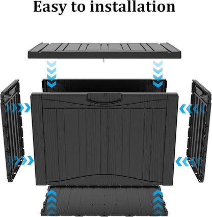 Outdoor Resin Storage Deck Box, 45 Gallon Capacity, Weather-Resistant, Black
