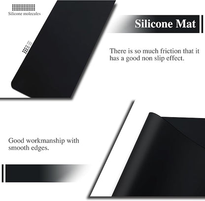 2Pcs Black Silicone Placemats, 15.7"x 11.8" - Kitchen Counter & Baking Silicone Mats