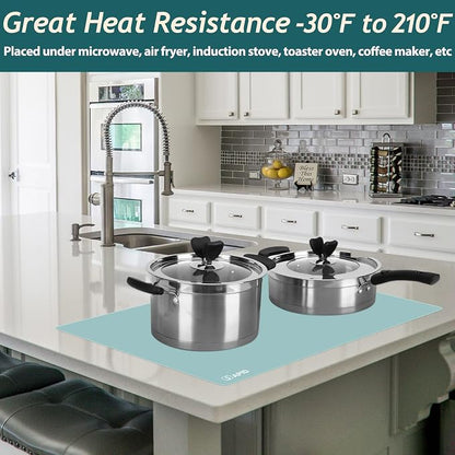 Extra Large Silicone Mat Kitchen Counter Heat Resistant Table Mat 36" x 24" | Place Mats Countertop Protector, Thick Placemats Washable Silicone Mats for Kitchen Counter Dining Table Mat,Mint Green,Sapid