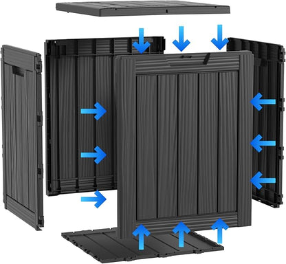 Two 28 GallonOutdoor Storage Box,Resin Deck Boxes Waterproof, IndoorOutdoor Bin for Package Delivery, Patio Cushions, Gardening Tools, Lockable, UV Resistant