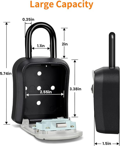 Portable Key Lock Box,Key Holder Safe Security Lock Box for Indoor, Outdoor, Garage, Garden, Store (2, Grey)