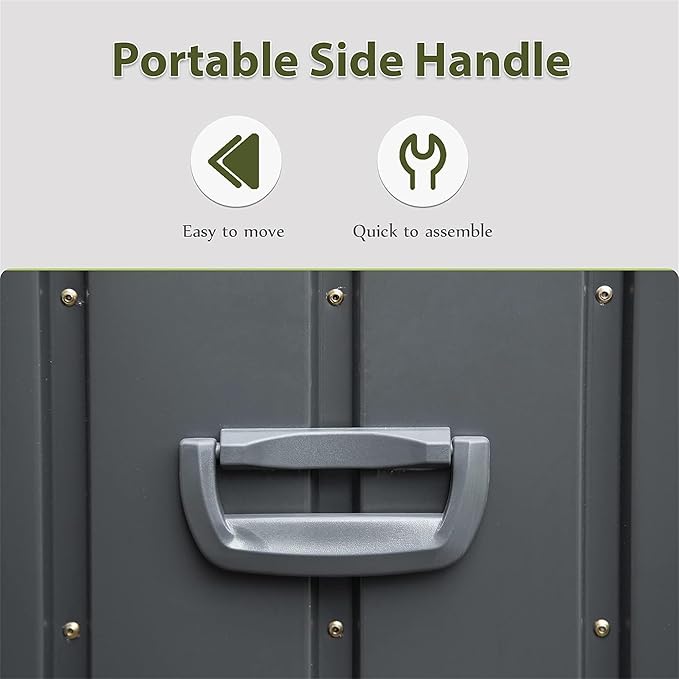 Heavy-Duty Outdoor Metal Storage Box Dark Gray Lockable Water-Resistant Deck Box for Patio Garden Tools Organization Rust-Resistant Outside Storage Box (160 Gallon)