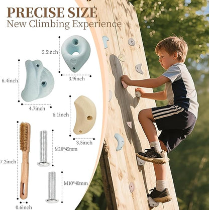 Premium Resin Rock Climbing Holds for All Ages, Large Training Rock Climbing Wall Grips Indoor/Outdoor, Rock-Like Texture Climbing Wall with Mounting Hardware