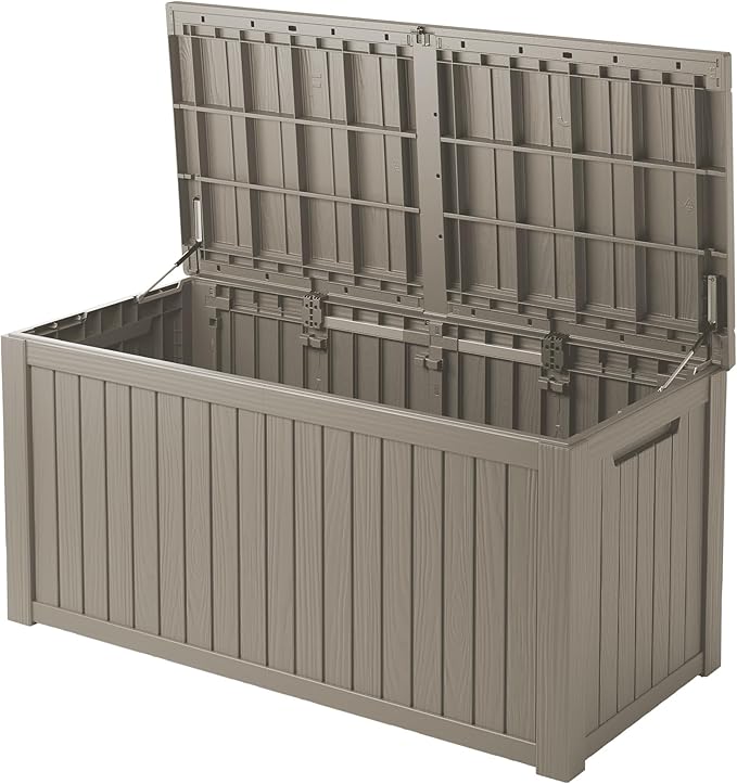 180 Gallon Outdoor Storage Box – Resin Deck Box with Lockable Lid, Waterproof Patio Furniture Storage for Tools, Garden & Yard Organization