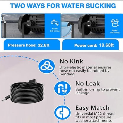 5000PSI 4.0GPM Heavy Duty Power Cleaner with 33 FT Extension Hose, 4 Quick Connect Nozzles and Foam Cannon for Cars/Fences/Driveways/Patios/Home Cleaning, Green