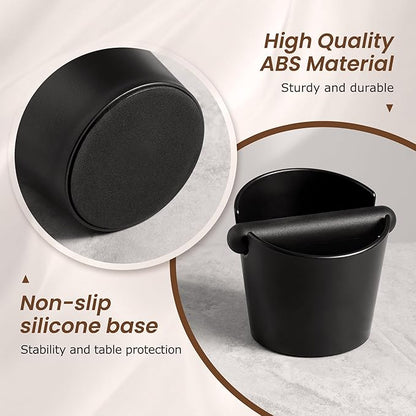 VEVOK CHEF Espresso Knock Box Coffee Knock Box Espresso Bucket Knock Coffee Ground Dump Bin with Removable Knock Bar Trash Can Non-Slip Base